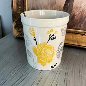 Blue Harbor Collection Perfect Petals 5" x 6" Tool Crock NWT Floral Yellow